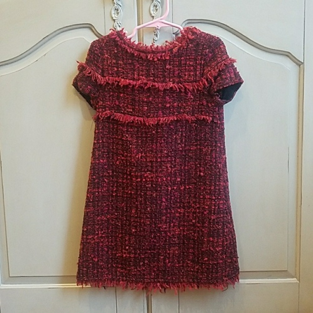 Zara Red and Black Tweed Kids Dress